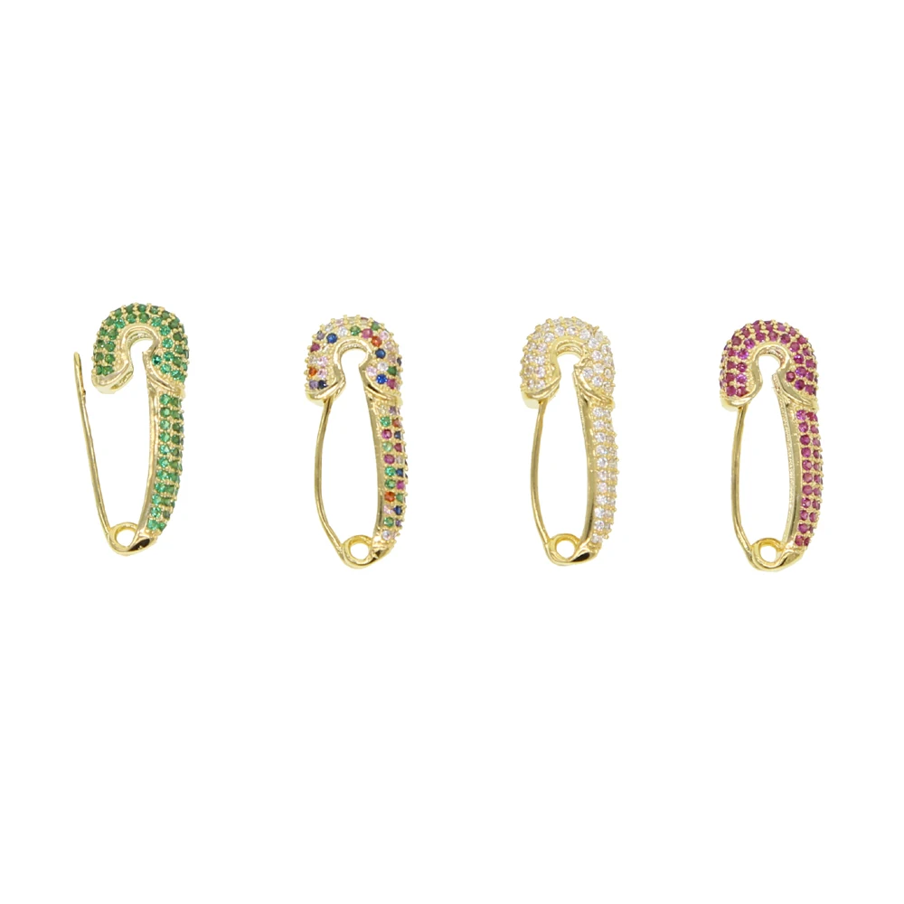GOLD micro pave red white rainbow green cz unique paperclip safety pin stud earings fashion jewelry
GOLD micro pave red white rainbow green cz unique paperclip safety pin stud earings fashion jewelry