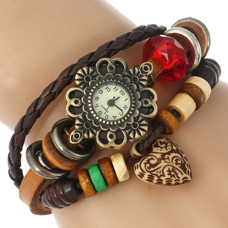 Gnova platinum Ethnic Style Genuine Leather Bracelet Women Watch Red Bone Heart Charm Vintage Fashion Quartz Wristwatch A750
Gnova platinum Ethnic Style Genuine Leather Bracelet Women Watch Red Bone Heart Charm Vintage Fashion Quartz Wristwatch A750