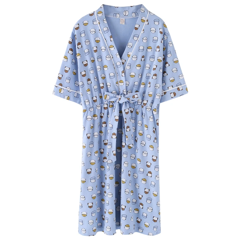 Women Japanese Kimono Nightdress Cute Cat Casual Sleepwear Sexy V-Neck Summer Women Blue Cartoon Print Princess Style Nightgown
Women Japanese Kimono Nightdress Cute Cat Casual Sleepwear Sexy V-Neck Summer Women Blue Cartoon Print Princess Style Nightgown