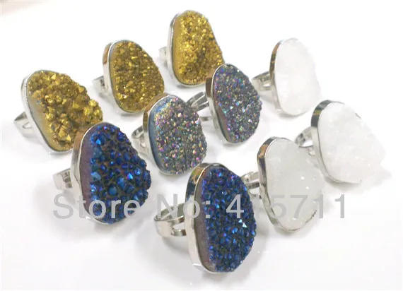 YHD100503 10pcs Mix Color Druzy Jewelry Rainbow Crystal Quartz Ring Druzy Stone Ring Resizable Size
YHD100503 10pcs Mix Color Druzy Jewelry Rainbow Crystal Quartz Ring Druzy Stone Ring Resizable Size