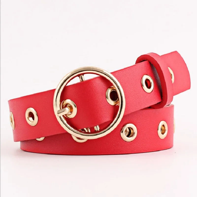 New Gold Round Metal O Ring Belt Female Black Red Brown pu Leather Waist Belts for Women Jeans Pants eyelet Ceinture femme
New Gold Round Metal O Ring Belt Female Black Red Brown pu Leather Waist Belts for Women Jeans Pants eyelet Ceinture femme