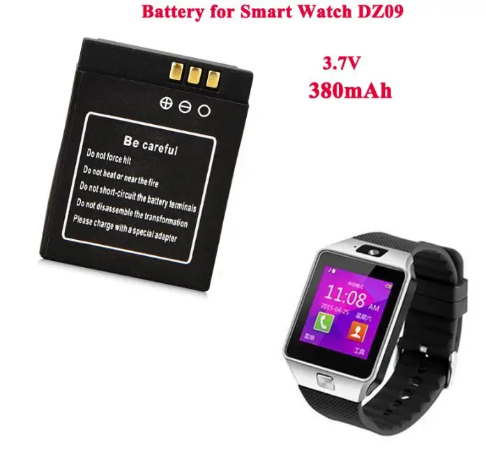Перезаряжаемая батарея для умных часов dz09 A1 3 7 в 380 мАч 1 шт.|polymer battery|battery for dz09battery