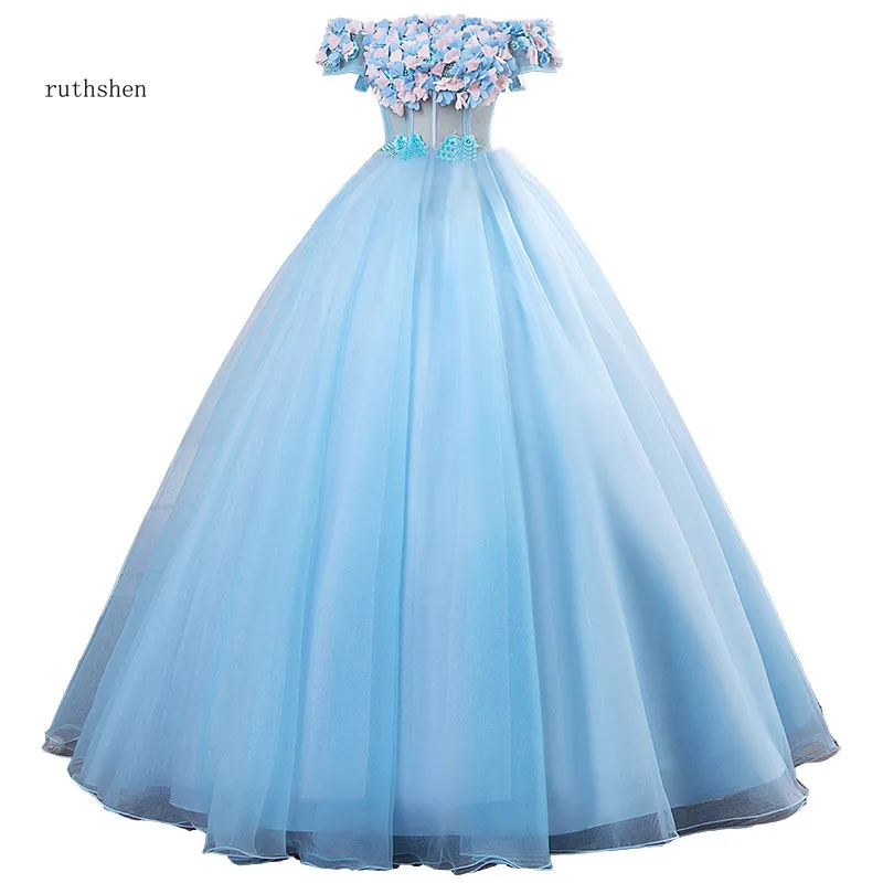 Ruthshen 2020 новые сказочные небесно голубые платья для Quinceanera с открытыми плечами
