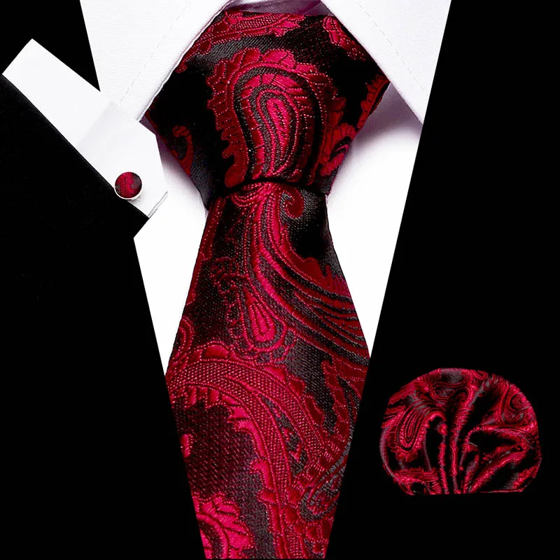 Mens Ties Wine Red Paisley Floral Silk Jacquard Tie Hanky Cufflinks Set Men's Business Gift Ties For Men Free Shipping
Mens Ties Wine Red Paisley Floral Silk Jacquard Tie Hanky Cufflinks Set Men's Business Gift Ties For Men Free Shipping
