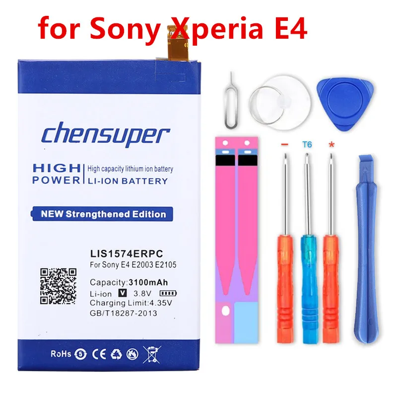 chensuper High Capacity Phone Battery For Sony Xperia E4 E2033 E2105 E2003 LIS1574ERPC 3200mAh
chensuper High Capacity Phone Battery For Sony Xperia E4 E2033 E2105 E2003 LIS1574ERPC 3200mAh