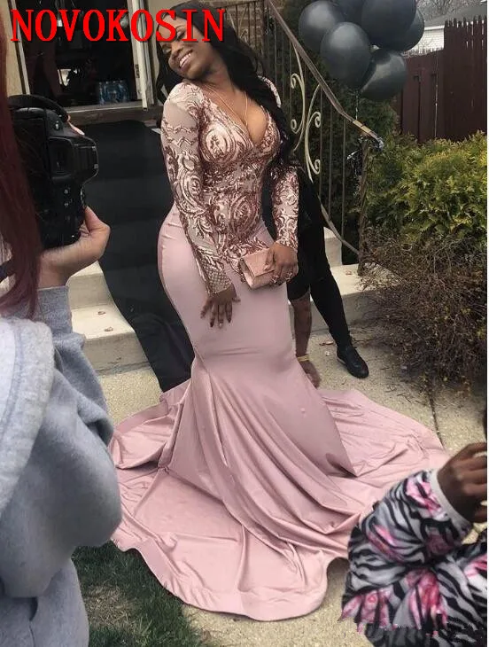 Plus Size Long Sleeve Mermaid Prom Dresses 2019 New Sequined Deep V Neck Sweep Strain Illusion Formal Evening Dress Party Gowns
Plus Size Long Sleeve Mermaid Prom Dresses 2019 New Sequined Deep V Neck Sweep Strain Illusion Formal Evening Dress Party Gowns