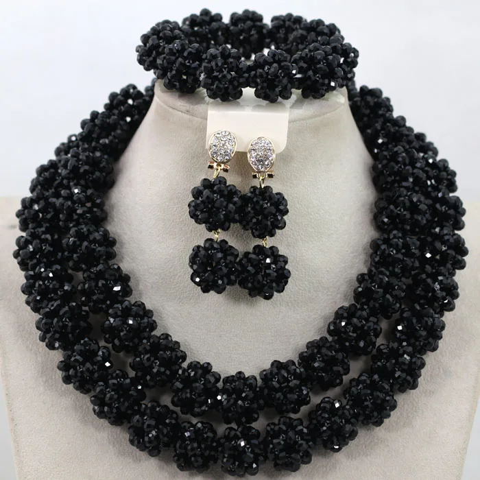 Амулеты 2 рулона черные шарики хрустальное ожерелье набор модные ювелирные
