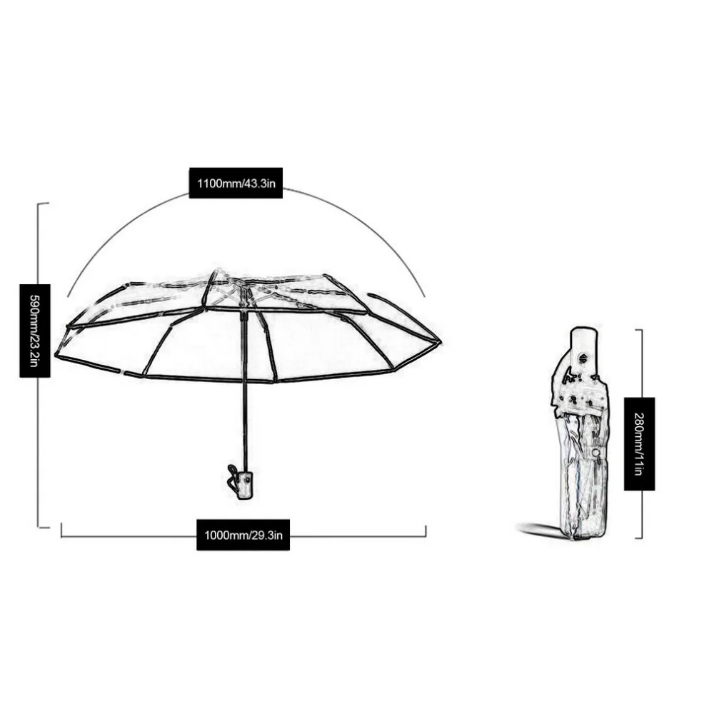 Compact Fully Automatic Umbrella Three Folding Clear Windproof Umbrellas Women Men 8 Rib Rainproof Transparent Umbrella Gift
Compact Fully Automatic Umbrella Three Folding Clear Windproof Umbrellas Women Men 8 Rib Rainproof Transparent Umbrella Gift