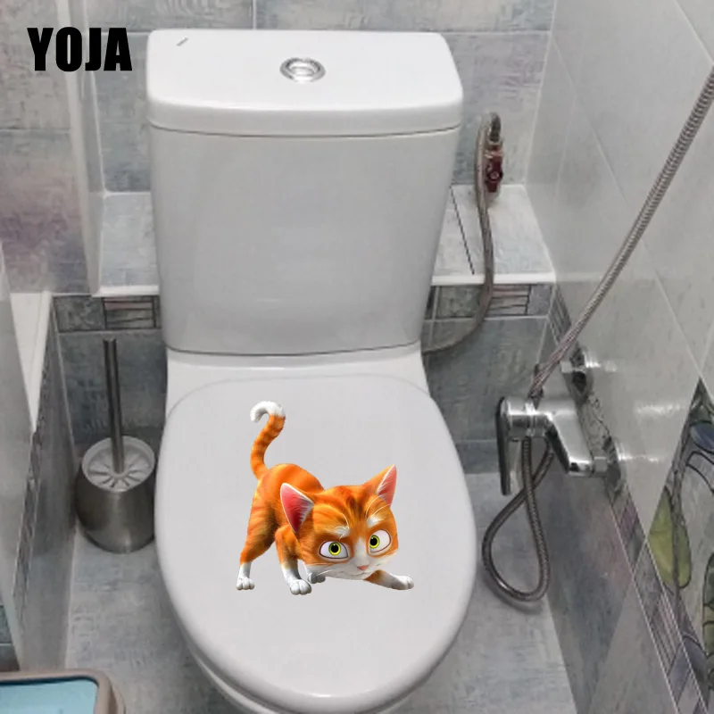 

YOJA 20,8*22,7 см желтый мультяшный котенок Детская Спальня Декор стены наклейки туалет стикер T1-0077