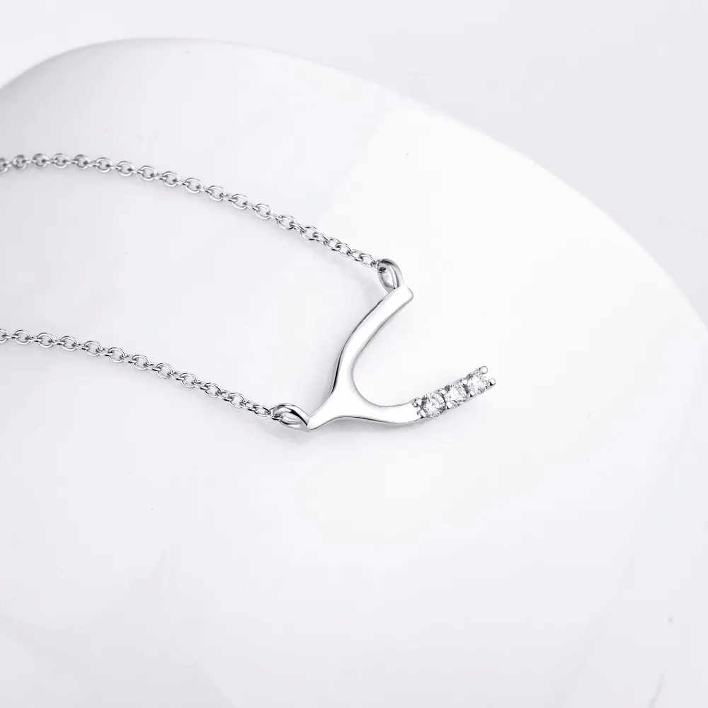 Женское ожерелье с подвеской Lucky Wishbone очаровательное колье из стерлингового
