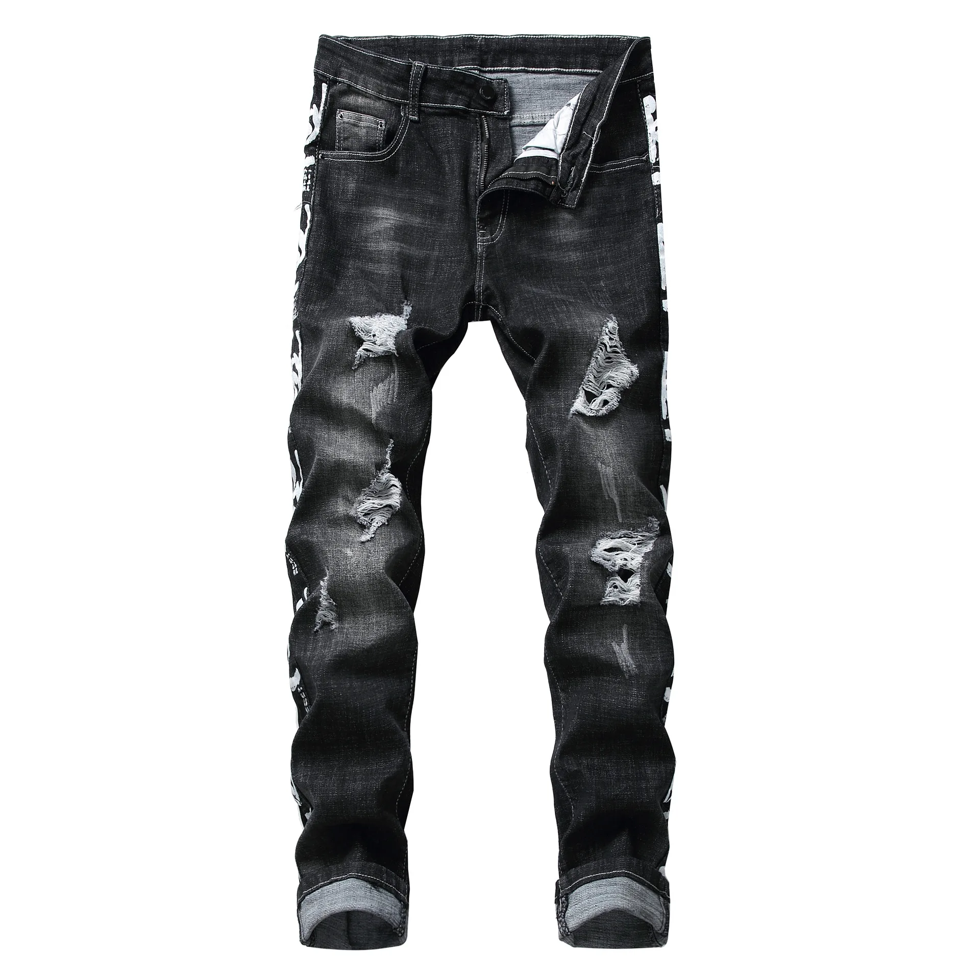 Mens Streetwear Ripped Jeans hole stretch Printed Men's Denim Jeans Pants Long Classic Slim Fit Trousers For Male Clothes
Mens Streetwear Ripped Jeans hole stretch Printed Men's Denim Jeans Pants Long Classic Slim Fit Trousers For Male Clothes