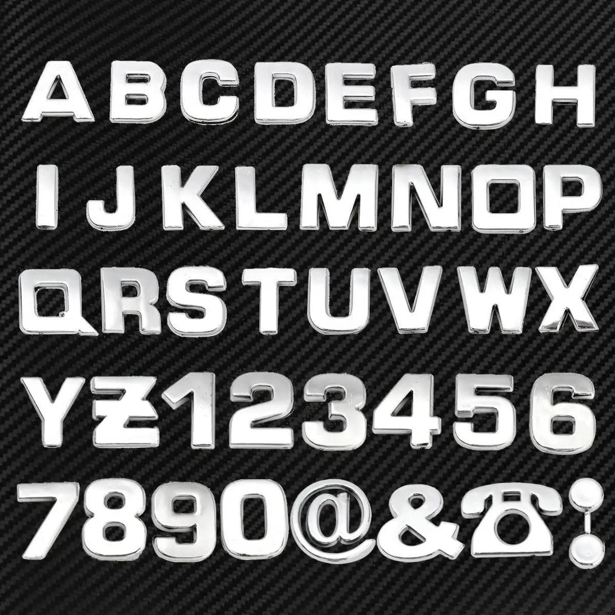 40Pcs 3D DIY Chrome ABS Metallic Metal Alphabet Letter Number Stickers Car Emblem Letter Badge Symbol Decal Car Styling
40Pcs 3D DIY Chrome ABS Metallic Metal Alphabet Letter Number Stickers Car Emblem Letter Badge Symbol Decal Car Styling