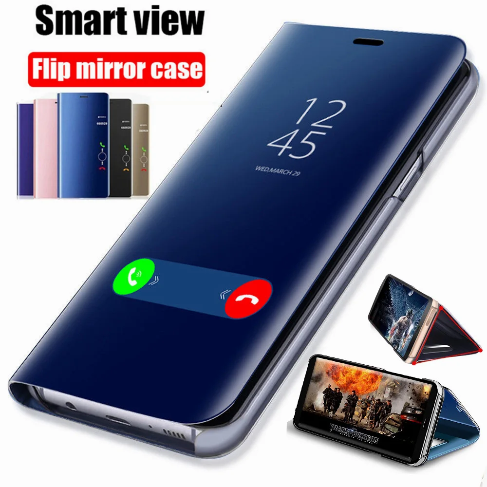 Чехол для Samsung Galaxy S8 S9 Plus S10 S10e умный зеркальный откидной подставка S6 S7 edge Note 4 5 8 9