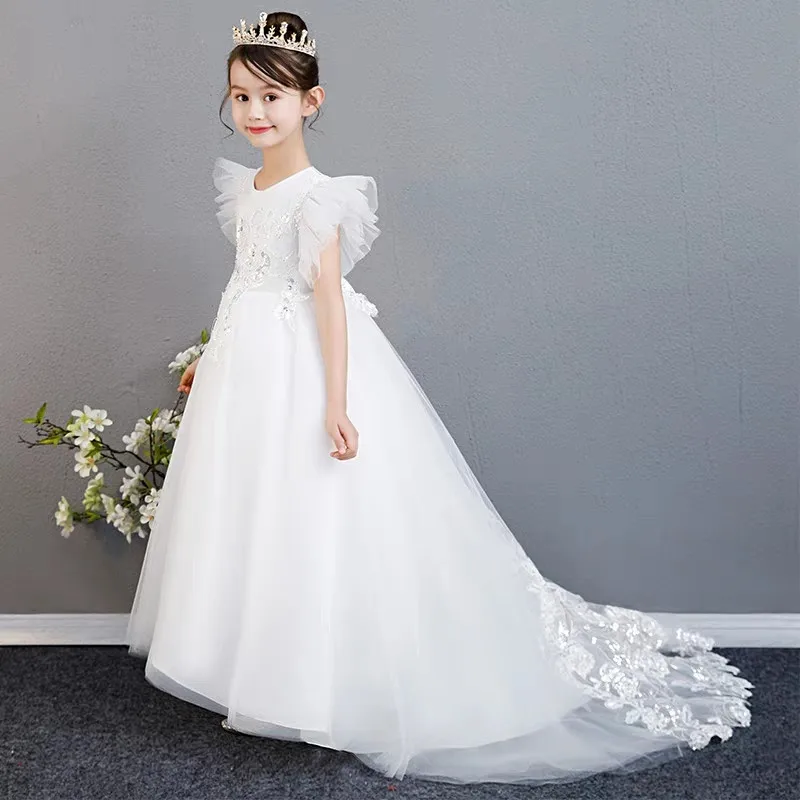2018 New Children Girls High-Grade White Birthday Wedding Party Long Tail Prom Dress Model Catwalk Piano Costume Host Lace Dress
2018 New Children Girls High-Grade White Birthday Wedding Party Long Tail Prom Dress Model Catwalk Piano Costume Host Lace Dress
