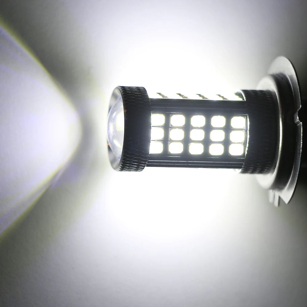 2 шт. 12V H7 2835 Светодиодный 66SMD 6000K автомобиля проектор противотуманная фара