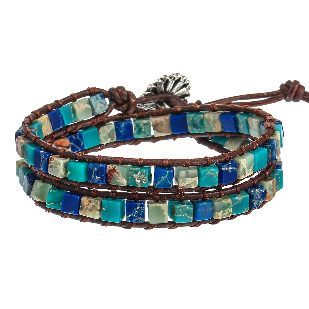 Dropshipping High End Leather Vintage Bracelets Mix Natural Stones 2 Strands Wrap Bracelets
Dropshipping High End Leather Vintage Bracelets Mix Natural Stones 2 Strands Wrap Bracelets