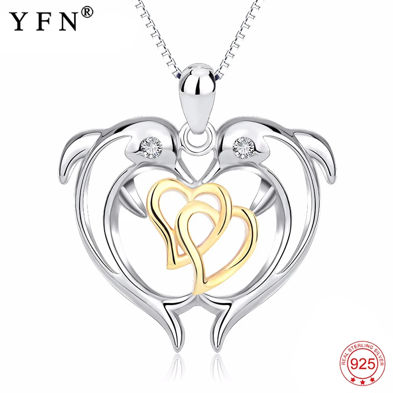 YFN Silver 925 Sterling Silver Necklace DoubleDolphin Heart Lovely Pendant Necklace Gift Women Jewelry 2020 Valentine's Day Gift
YFN Silver 925 Sterling Silver Necklace DoubleDolphin Heart Lovely Pendant Necklace Gift Women Jewelry 2020 Valentine's Day Gift