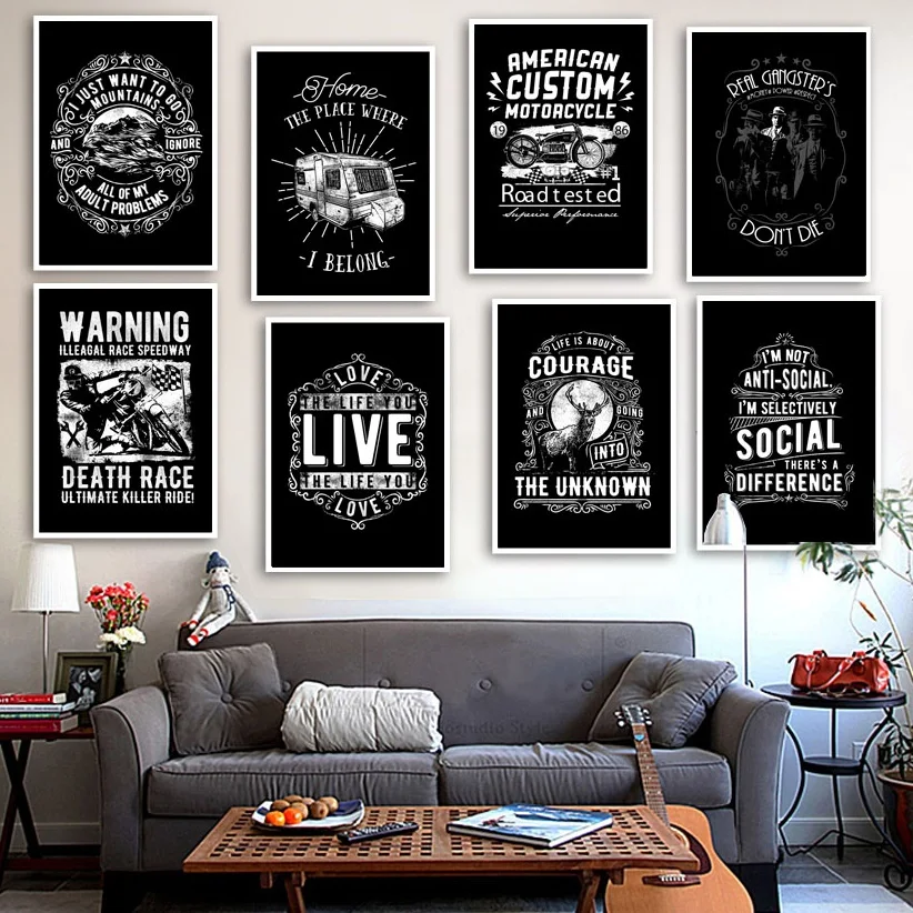 Black White Motivational Quotes Wall Art Canvas Painting Nordic Posters and Prints Vintage Wall Picture For Living Room Decor
Black White Motivational Quotes Wall Art Canvas Painting Nordic Posters and Prints Vintage Wall Picture For Living Room Decor