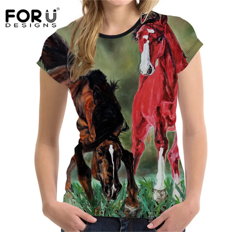 FORUDESIGNS Horse T shirt Women Oil Painting Horses Clothes Girls Summer Female Short Sleeved Ladies T-shirt Tops Feminine
FORUDESIGNS Horse T shirt Women Oil Painting Horses Clothes Girls Summer Female Short Sleeved Ladies T-shirt Tops Feminine
