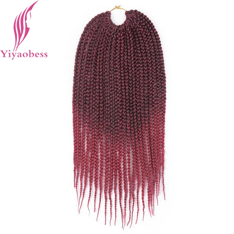 Yiyaobess химическое черный серый красный Ombre коробка косы Наращивание волос 22 нити 14