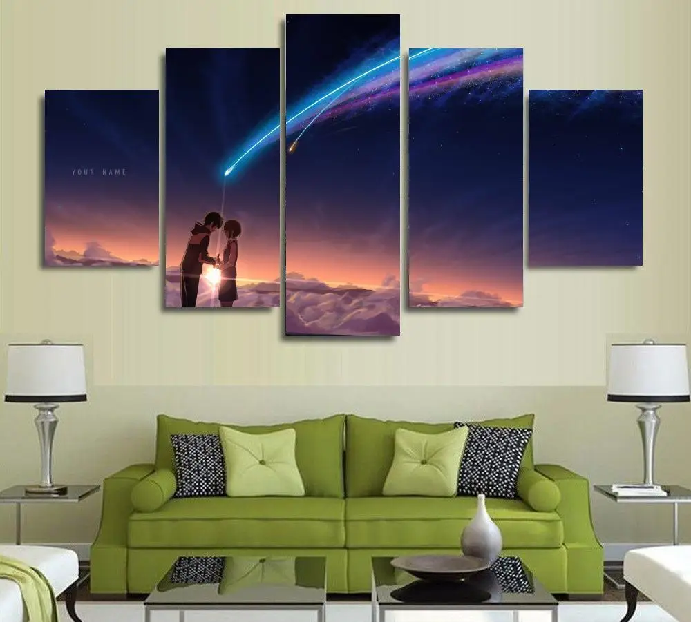 Romantic Fireworks Under The Night Sky HD Anime Canvas Painting Living Room Bedroom Home Decoration Poster Wall Art Picture | Дом и сад