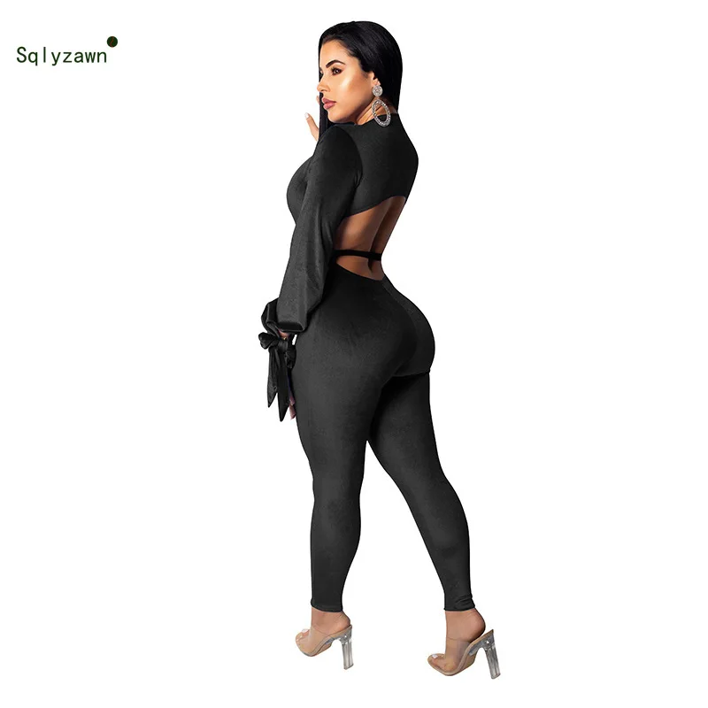Velvet Back Hollow Jumpsuits Women Long Sleeve Overalls Sexy Deep V Neck Rompers Women Jumpsuit Party Club Female Wide Leg Pants
Velvet Back Hollow Jumpsuits Women Long Sleeve Overalls Sexy Deep V Neck Rompers Women Jumpsuit Party Club Female Wide Leg Pants