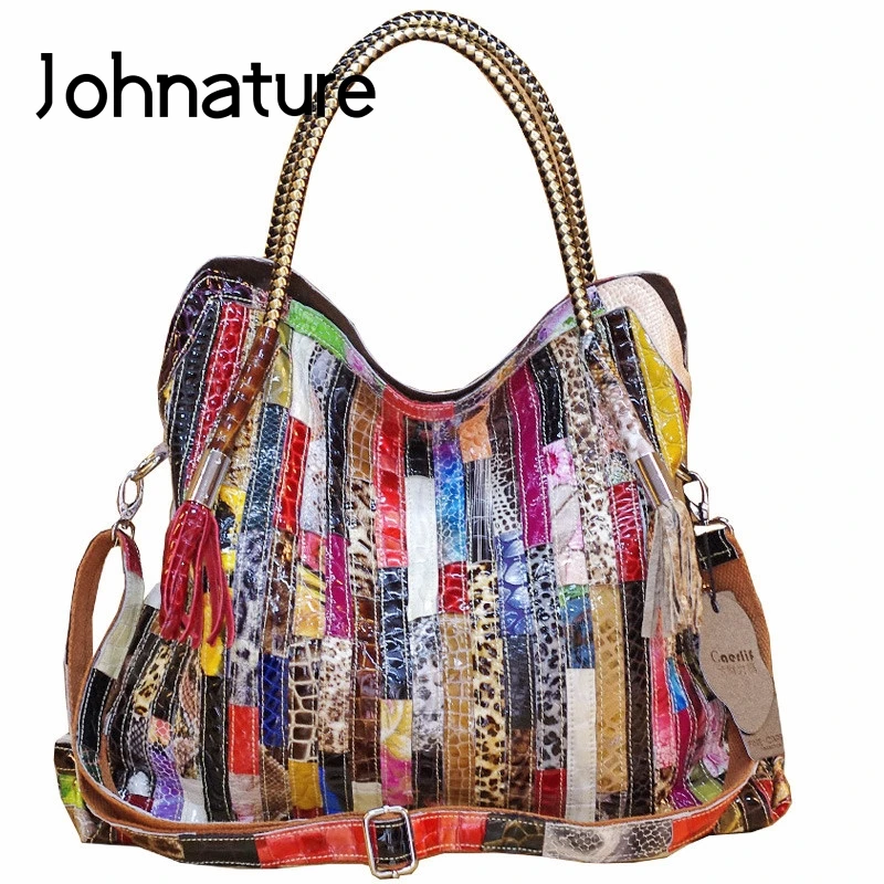 Johnature Colorful Serpentine Genuine Leather Striped Women Large Leather Tote Handbag 2021 New Fashion Shoulder&Crossbody Bags
Johnature Colorful Serpentine Genuine Leather Striped Women Large Leather Tote Handbag 2021 New Fashion Shoulder&Crossbody Bags
