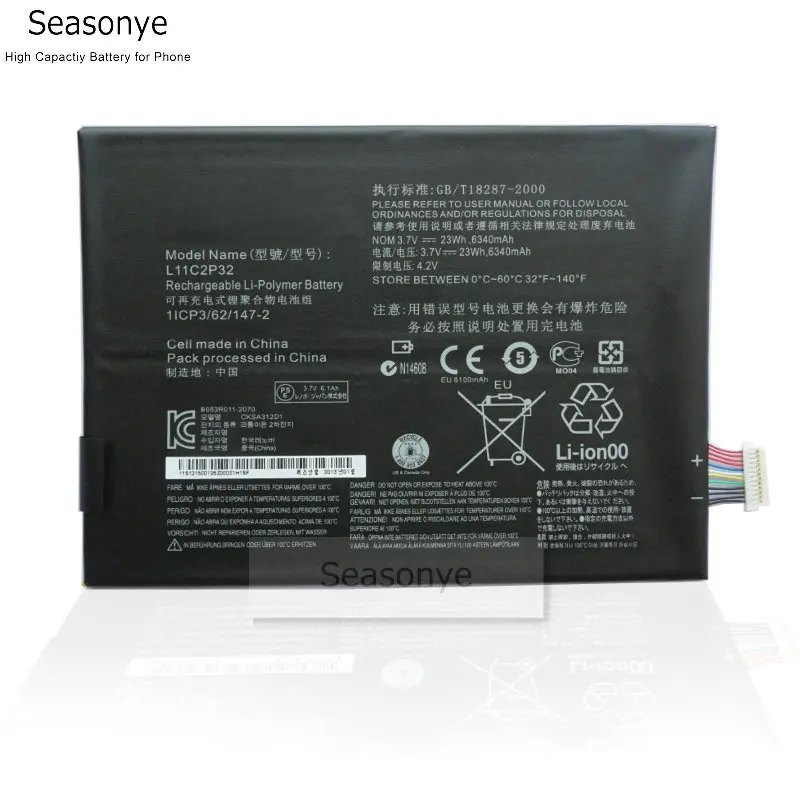 Seasonye 6340 мАч L11C2P32 L12D2P31 запасная батарея для Lenovo IdeaTad S6000 S6000-H A7600 A7600-HV A7600-F S6000L-F A10-80HC |
