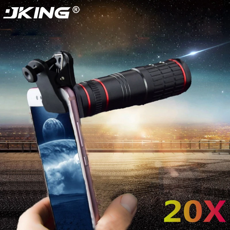 Универсальный телескоп JKING 20X, оптический зум, фотообъектив для смартфонов iPhone, Samsung, XIAOMI, объектив камеры
Универсальный телескоп JKING 20X, оптический зум, фотообъектив для смартфонов iPhone, Samsung, XIAOMI, объектив камеры