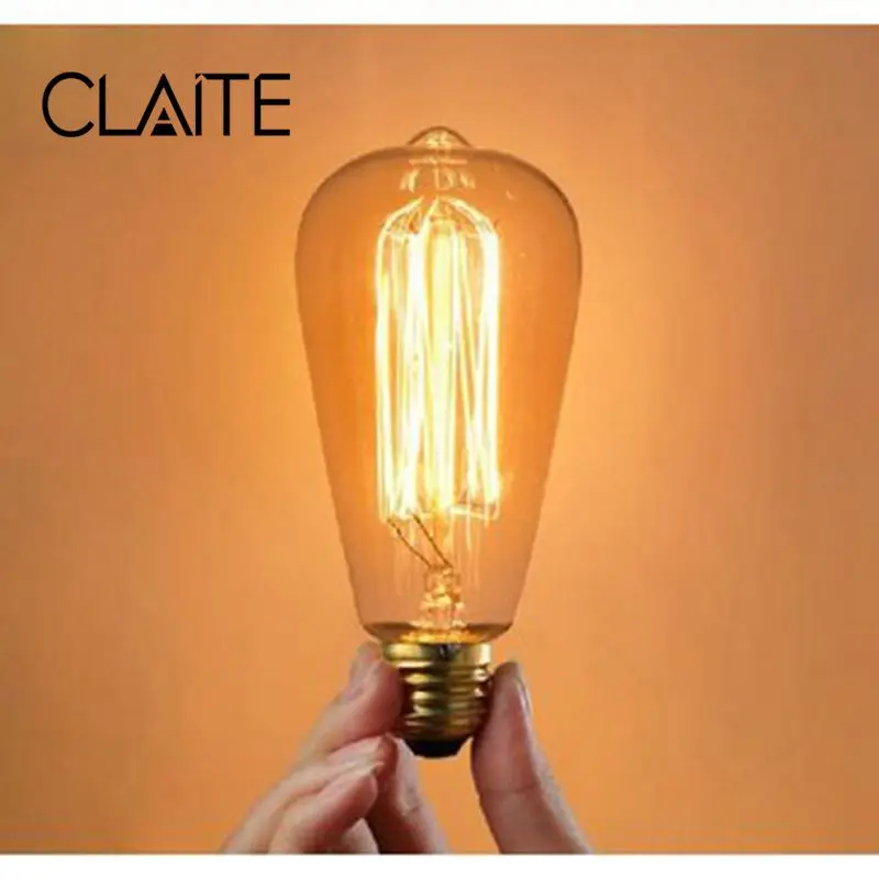 Лампочка накаливания CLAITE E27 60 Вт 220В ST64 Ретро Эдисона|Лампы накаливания| |