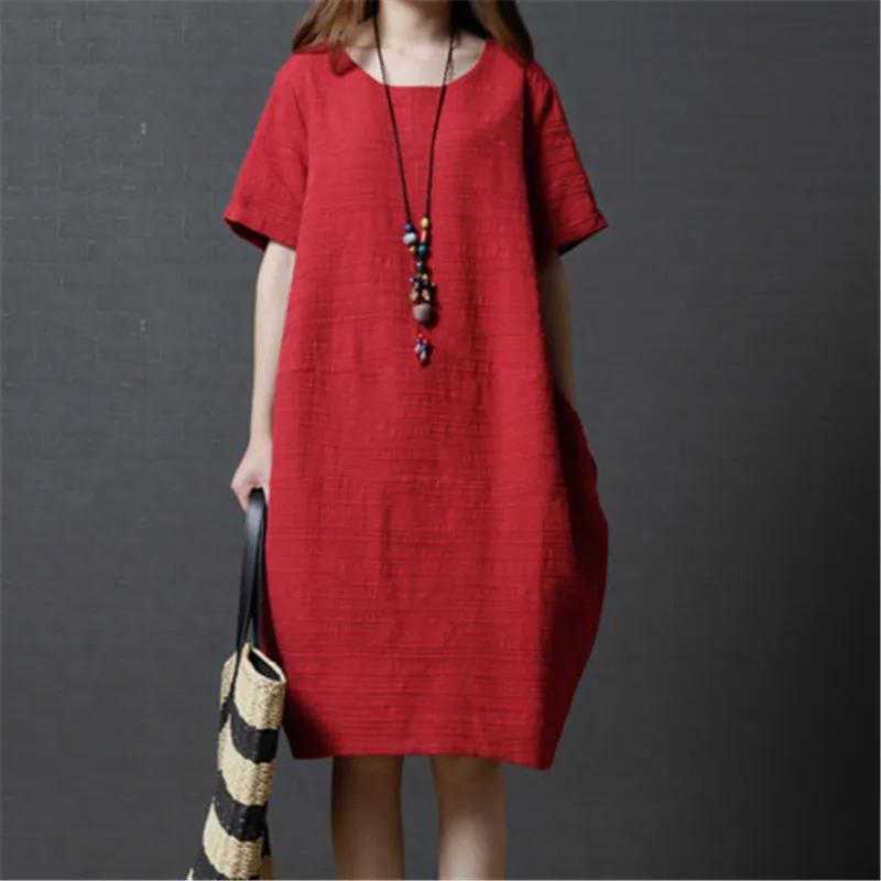 Large Size Women Fashion Dress Summer New Boho Loose Cotton Linen Dress Retro Round Neck Short Sleeve Beach Dress For Female
Large Size Women Fashion Dress Summer New Boho Loose Cotton Linen Dress Retro Round Neck Short Sleeve Beach Dress For Female