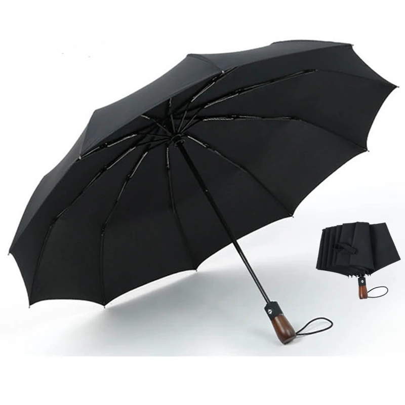 Creative For Men Rain Sun Umbrella Women Automatic Tri-fold Folding 10 Bone Wooden Handle Business Women's Umbrella Wholesale
Creative For Men Rain Sun Umbrella Women Automatic Tri-fold Folding 10 Bone Wooden Handle Business Women's Umbrella Wholesale