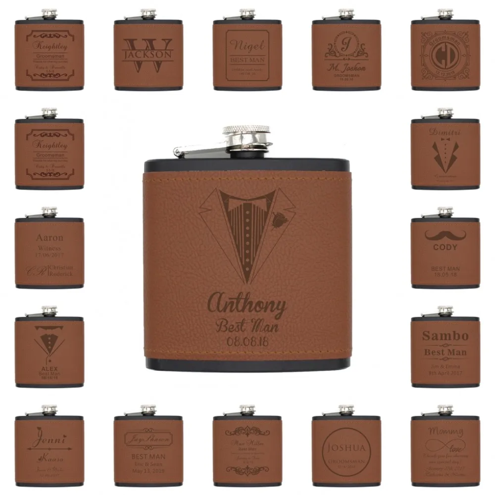 1PCS Personalized Engraved 6oz Leather Hip Flask Stainless Steel Wedding Gift Customized Groom Groomsman Party Gift Favors
1PCS Personalized Engraved 6oz Leather Hip Flask Stainless Steel Wedding Gift Customized Groom Groomsman Party Gift Favors