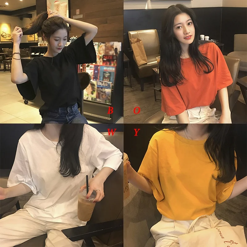 Women's Korean Style Casual Top O-Neck Solid Short Sleeve Loose Pullover T-Shirt Summer Women Sweet Short Sleeve T-Shirt
Women's Korean Style Casual Top O-Neck Solid Short Sleeve Loose Pullover T-Shirt Summer Women Sweet Short Sleeve T-Shirt