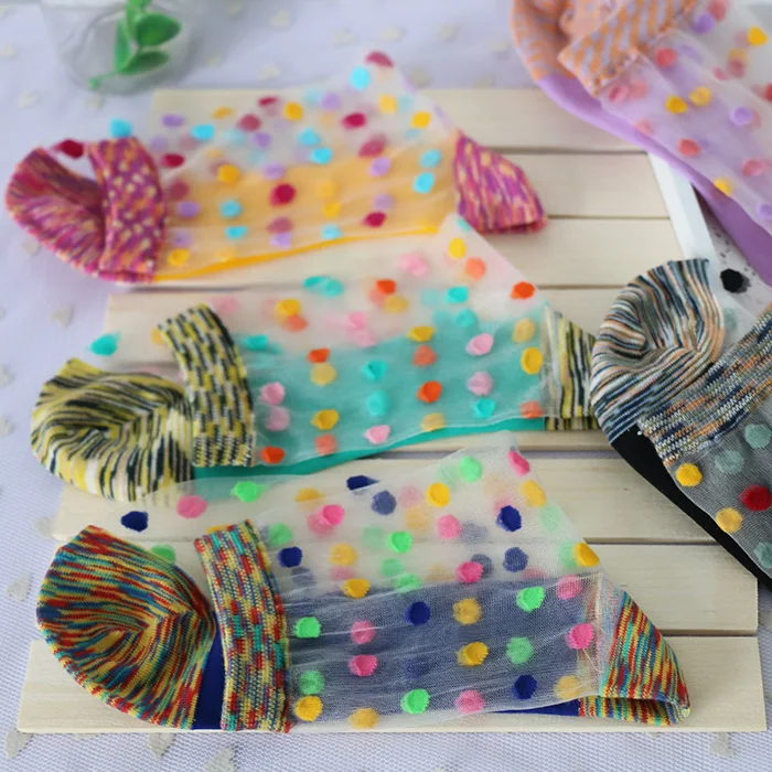 5 Pairs/Lot Woman Chinese wind Tie Dry Ultra-Thin Spring/Autumn Meias Socks Female Transparent Multi-color Polka Dot Thin Bas
5 Pairs/Lot Woman Chinese wind Tie Dry Ultra-Thin Spring/Autumn Meias Socks Female Transparent Multi-color Polka Dot Thin Bas