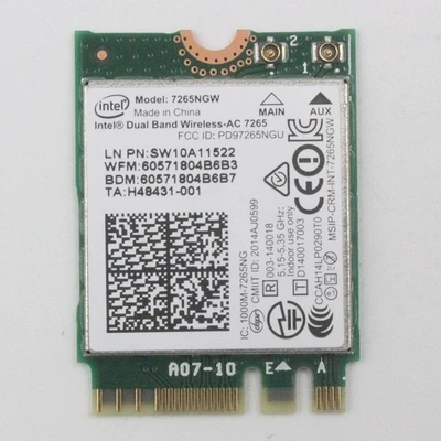 Новая беспроводная карта для Intel Dual Band Wireless AC 7265 7265NGW 802.11ac WiFi для Bluetooth 4,0 867M NGFF сетевая карта
Новая беспроводная карта для Intel Dual Band Wireless AC 7265 7265NGW 802.11ac WiFi для Bluetooth 4,0 867M NGFF сетевая карта