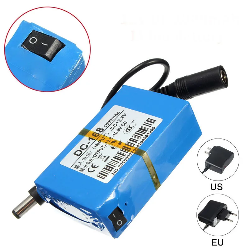 DC-168 DC 12V 1800mAh портативный литий-ионный перезаряжаемый полимерный блок питания DC168 с сетевым зарядным устройством переменного тока US/EU вилкой
DC-168 DC 12V 1800mAh портативный литий-ионный перезаряжаемый полимерный блок питания DC168 с сетевым зарядным устройством переменного тока US/EU вилкой