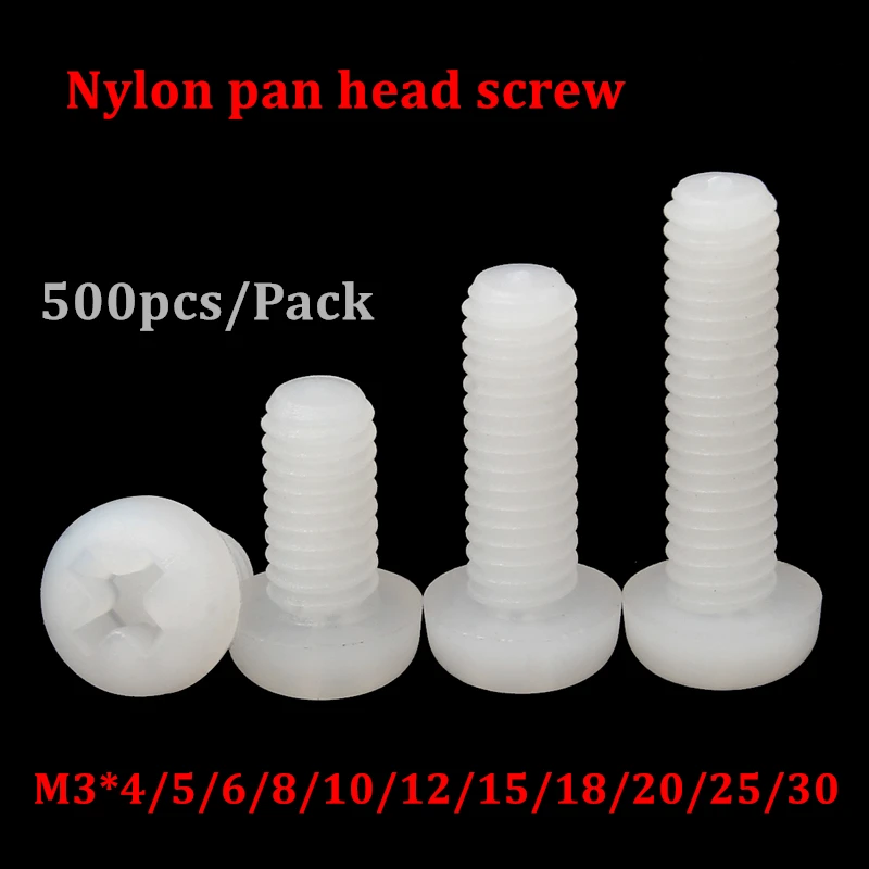 500pcs M3 Nylon Cross Recessed Pan Head Screws Plastic Spacer Phillips Screw M3*4/5/6/8/10/12/15/20/25mm
500pcs M3 Nylon Cross Recessed Pan Head Screws Plastic Spacer Phillips Screw M3*4/5/6/8/10/12/15/20/25mm