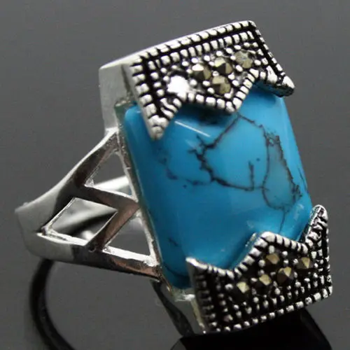 Vintage Style 8mmX16mm Blue Turquoises Marcasite 925 Sterling Silver Ring Sz 7-10
Vintage Style 8mmX16mm Blue Turquoises Marcasite 925 Sterling Silver Ring Sz 7-10