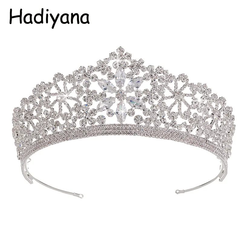 

Hadiyana Bridal Hair Crowns Tiaras AAA CZ Rhinestone Wedding Modeling Queen Princess Glamour Crown Weddings Accessories HG6047