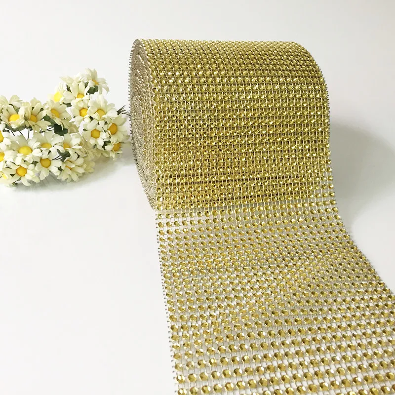 24rows 5Yards GLOD Diamond Mesh Bling Crystal Rhinestone Ribbon For Wedding Chair Cake Candle Decoration
24rows 5Yards GLOD Diamond Mesh Bling Crystal Rhinestone Ribbon For Wedding Chair Cake Candle Decoration