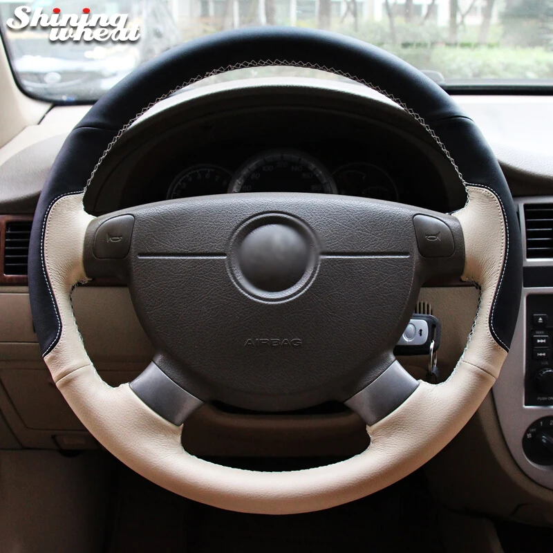 Hand Sew Black Beige Leather Steering Wheel Cover for Chevrolet Lova Chevrolet Aveo Buick Excelle Daewoo Gentra 2013-2015
Hand Sew Black Beige Leather Steering Wheel Cover for Chevrolet Lova Chevrolet Aveo Buick Excelle Daewoo Gentra 2013-2015