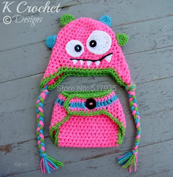 free shipping,handmade Crochet Pink monster hat and diaper cover set Newborn photo prop Size Newborn-6 months
free shipping,handmade Crochet Pink monster hat and diaper cover set Newborn photo prop Size Newborn-6 months