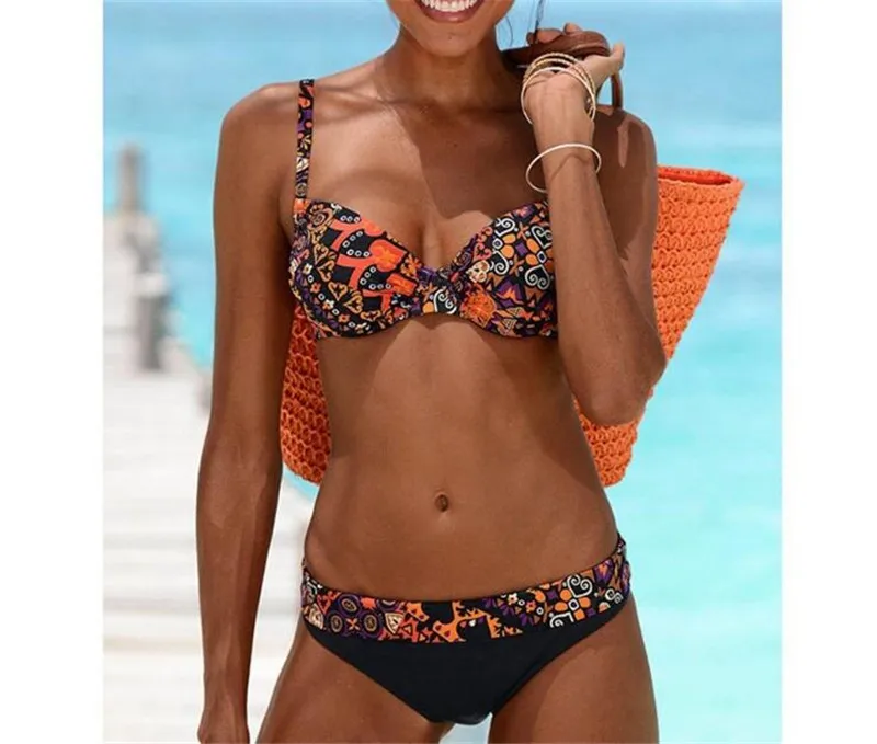 Melphieer Vintage Bikini 2019 Swimsuit Plus Size Swimwear XXL Women Low Waist Set Push Up Bathing Suit Beachwear | Женская одежда