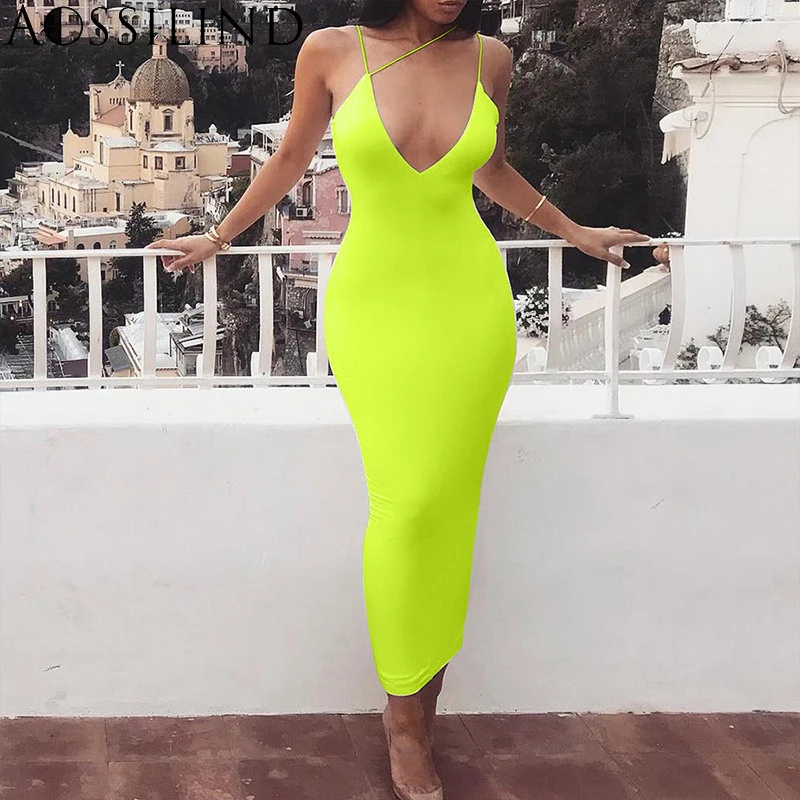 AOSSILIND Spaghetti Strap Backless Sexy Bodycon Neon Yellow Dress 2019 Summer Sleeveless V-Neck Long Dress Women Sexy Club Dress
AOSSILIND Spaghetti Strap Backless Sexy Bodycon Neon Yellow Dress 2019 Summer Sleeveless V-Neck Long Dress Women Sexy Club Dress