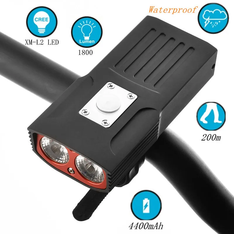 Новый USB Перезаряжаемый Передний фонарь для велосипеда 2 * XM-L2 светодиодный встроенный аккумулятор 5000 мАч 18650 светильник
Новый USB Перезаряжаемый Передний фонарь для велосипеда 2 * XM-L2 светодиодный встроенный аккумулятор 5000 мАч 18650 светильник