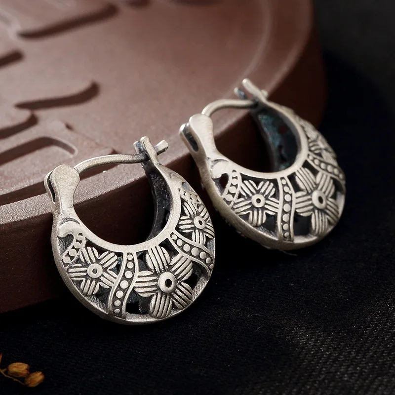 L&P Ethnic Style Flower Pure 925 Sterling Silver Earrings For Women ,Handmade Top Quality Earrings Vintage Jewelry For Party
L&P Ethnic Style Flower Pure 925 Sterling Silver Earrings For Women ,Handmade Top Quality Earrings Vintage Jewelry For Party