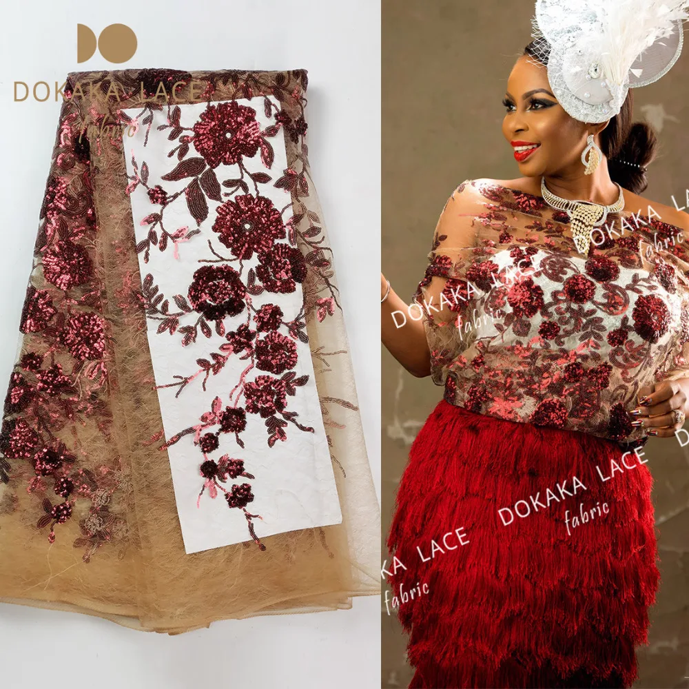 Wine Red Sequined Embroidered Mesh Lace Fabric African French Net Tulle Fabrics 2018 Flower Sequins Guipure Evening Dress Laces
Wine Red Sequined Embroidered Mesh Lace Fabric African French Net Tulle Fabrics 2018 Flower Sequins Guipure Evening Dress Laces