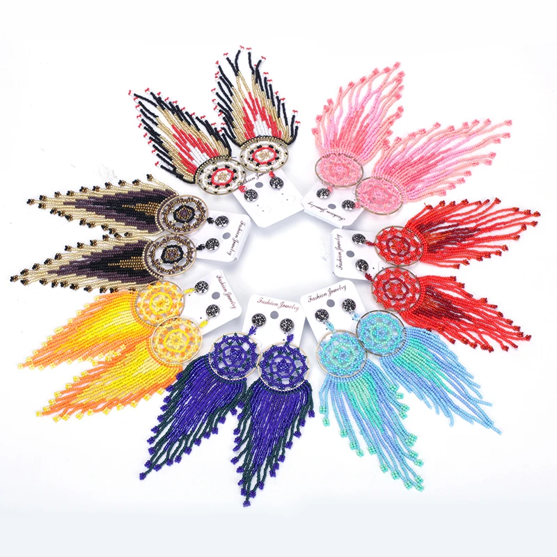 dankaishi Bohemian Women Jewelry Glass Crystal Beads Tassel Drop Earrings Round Circle Charm Colorful Beads Ethnic Accessories
dankaishi Bohemian Women Jewelry Glass Crystal Beads Tassel Drop Earrings Round Circle Charm Colorful Beads Ethnic Accessories