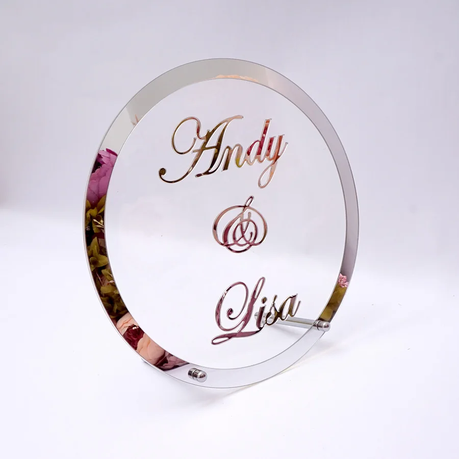 Personalized Round Wedding Name Sign with Frame Standing Table Decoration Acrylic Mirror Props Party Decor Favor Guests Gifts
Personalized Round Wedding Name Sign with Frame Standing Table Decoration Acrylic Mirror Props Party Decor Favor Guests Gifts